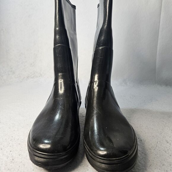 EDDIE BAUER Black Rain Boot Sz7 Round Toe Flats - Picture 5 of 7